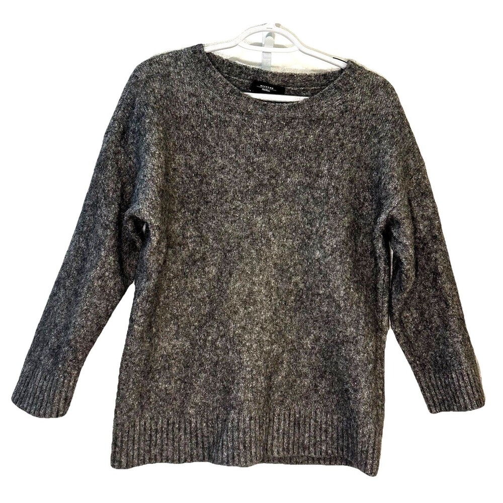 Weekend Max Mara Disegno Mohair Wool Blend Sweater Gray Boxy M/L Fuzzy Soft